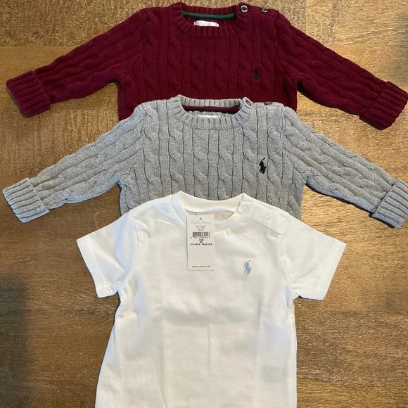 Baby Ralph Lauren Cable Knit Sweater T-Shirt Bundle 9 Months - Picture 1 of 6